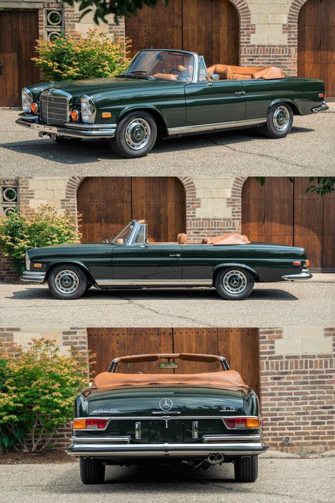 Dark Green Mercedes, Dark Green Vintage Car, Dark Green Car, Green Classic Car, Green Mercedes, Prom Car, 1970s Cars, Pontiac Michigan, Old Vintage Cars