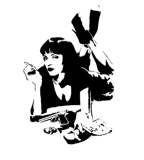 Sketching Basics, Pulp Fiction Tattoo, Uma Thurman Pulp Fiction, Art Pulp Fiction, Silhouette Tattoo, Icona Ios, Marla Singer, Stippling Art, Handpoke Tattoo