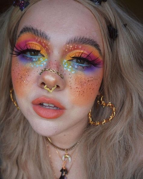 ━ 𝐡𝐚𝐳𝐞𝐥 ☻ Hippie Makeup, Funky Makeup, Cute Eye Makeup, Pride Makeup, Graphic Makeup, Rave Makeup, Ethereal Makeup, Fairy Makeup, Dope Makeup