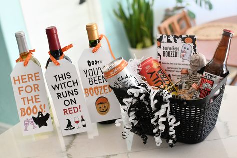 Booze Gift Basket, You've Been Booed Free Printable, You've Been Boozed, Booze Gift, Diy Halloween Gifts, Been Booed, Wine Gift Tags, You've Been Booed, Halloween Gift Baskets