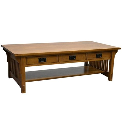 Mission Crofter Style 6 Drawer Coffee Table made with Quarter Sawn White Oak Craftsman Style Furniture, Craftsman Living Room, Drawer Coffee Table, Mission Style Furniture, Drawer Dimensions, Quarter Sawn Oak, Craftsman Interior, Mission Furniture, Cherry Stain