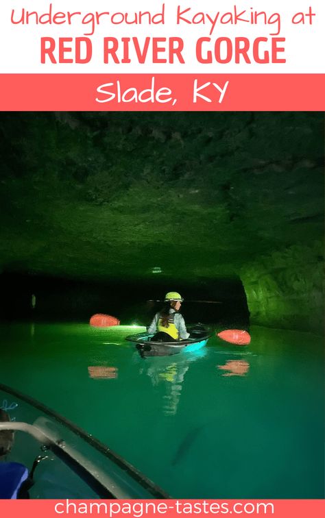 Take an underground kayaking trip at Red River Gorge near Slade, Kentucky! It's a unique way to check out a flooded limestone mine. Red River Gorge Kentucky, Kentucky Travel, Red River Gorge, Kayak Trip, Bucket List Destinations, Red River, Backpacking Travel, Oh The Places Youll Go, Travel Bucket List