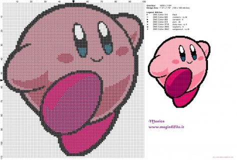 Happy Kirby cross stitch pattern (click to view) Happy Kirby, Kirby Cross Stitch, Kawaii Cross Stitch, Pokemon Cross Stitch, Geeky Craft, Nerd Crafts, Pixel Drawing, Pixel Crochet, Stitch Cartoon