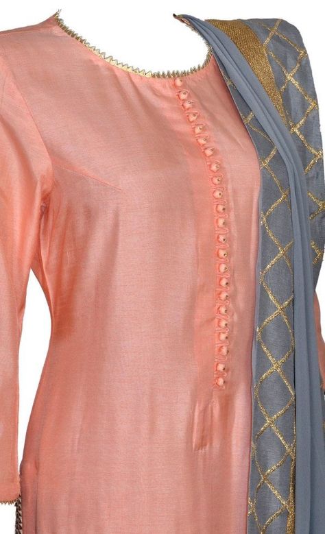 Peach Colour Suit, Sewing Pants For Women, Punjabi Suit Neck Designs, Suit Neck Designs, Suit Neck, Silk Kurti Designs, Women Inspiration, Peach Colour, Ideas Clothes