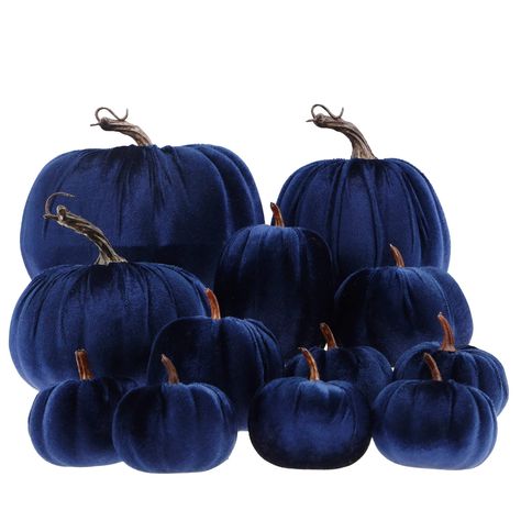 Blue And White Fall Decor, Orange Fall Decor, Blue Fall Decor, Halloween Table Centerpieces, Pumpkin Show, Farmhouse Thanksgiving, Fall Pumpkin Crafts, Random Products, Pumpkin Wedding