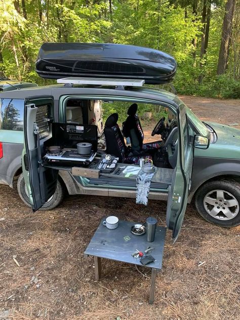 Honda Crv Overland, Car Camping In Honda Crv, Honda Element Mods, Honda Element Micro Camper, Camper Suv, Nissan Pathfinder Camper Conversion, Stealth Camper Van, Honda Cr-v Camping, Honda Element Camping