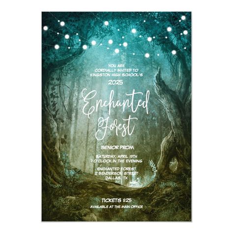 Ballroom Theme, Lights Prom, Enchanted Forest Wedding Invitations, Prom Invitations, Enchanted Forest Prom, Enchanted Forest Fairy, Prom Invites, Forest Baby Shower Invitations, Enchanted Forest Baby Shower