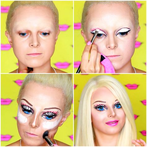 Barbie Face Paint, Barbie Mala, Metdaan Makeup, Real Life Barbie, Theatre Makeup, Power Of Makeup, Diy Costume, So Real, Her Eyes