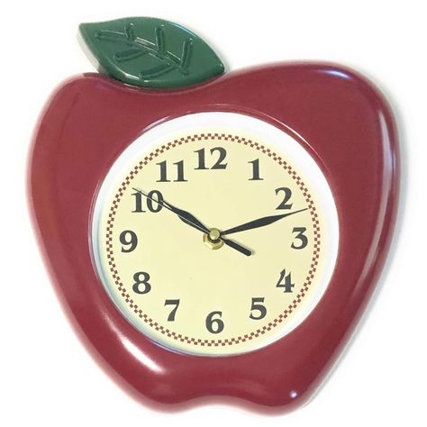 Apple Wall Clock Design Clock Dimensional 3d Analog Quartz Green Red 10 Inch Whimsical Red Apple Wall Clock For Any Room. Office, Kitchen Craft Room Teacher Classroom Etc Quartz Clock Analog Clock Battery Operated (Battery Not Included) Requires 1 Aa Battery Constructed From Heavy Molded Plastic Measures 10” X 10” Clear View Face Sweeping Second Hand New Merchandise Nwt In Original Factory Packaging Bundle With Other Items To Save On Shipping Easy To Love Makes A Great Gift For Any Occasion Teac Red Wall Clocks, Vintage Red Wall Clock, Handmade Wall Clocks Kitchen, Red Heart Alarm Clock, Chef Wall Clock, Unique Wall Clocks Heart, Cottagecore Wall Clocks, Shabby Chic Cabin, Modern Farmhouse Cottage