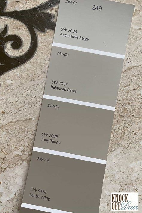 Sherwin Williams Balanced Beige Coordinating Colors, Colors That Go With Balanced Beige, Sw Balanced Beige Cabinets, Balanced Beige Exterior, Accesible Beige Color Scheme, Balanced Beige Color Scheme, Tony Taupe Sherwin Williams, Sw Balanced Beige, Sherwin Williams Balanced Beige