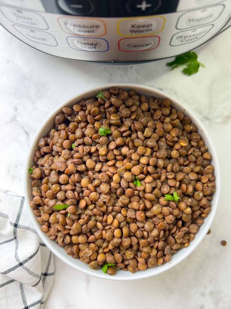 Instant Pot Lentils, Plant Based Cheese Sauce, Lentils Instant Pot, French Green Lentils, Cooking Spinach, Lentil Dal, Lentil Burgers, Plant Based Cheese, Brown Lentils