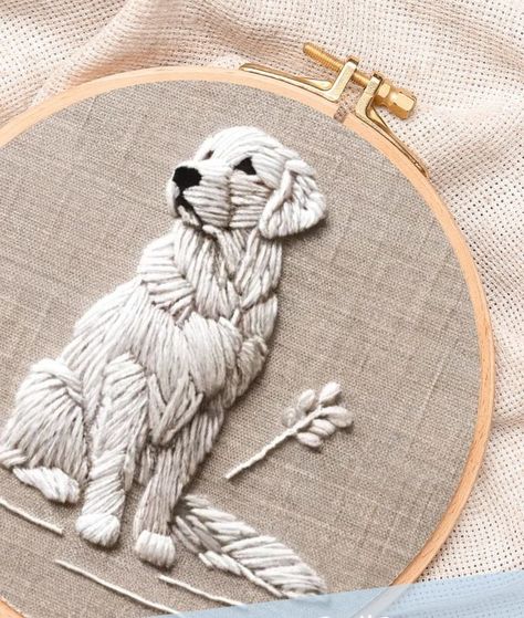 Easy Dog Embroidery, Animal Embroidery Patterns Free, Embroidery For Guys, Embroidery Dog Patterns, Cute Things To Embroider, Embroidery Crafts To Sell, Ferret Embroidery, Embroider Animals, Dog Embroidery Ideas