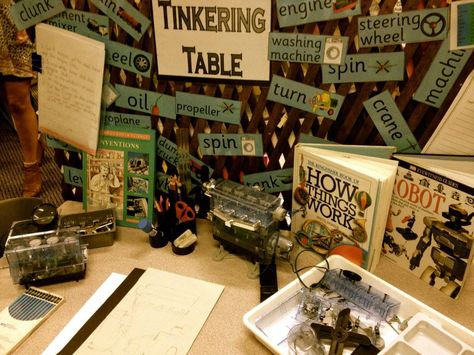 Tinkering table at Penbank School - Australia. For more inspiring classrooms visit: http://pinterest.com/kinderooacademy/provocations-inspiring-classrooms/ ≈ ≈ Tinkering Station, Tinker Table, Woodworking Software, Inquiry Based Learning, Reggio Inspired, Play Based, Classroom Environment, Play Based Learning, Dramatic Play