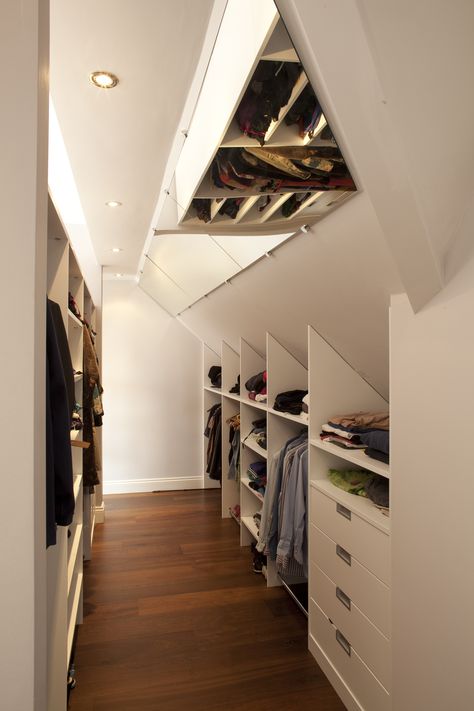 A Frame Closet, Attic Closet Ideas Angled Ceilings, Attic Bedroom Ideas Master, Attic Walk In Closet, Attic Closet Ideas, Attic Bedroom Closets, Slanted Ceiling Bedroom, Loft Closet, Closet Interior