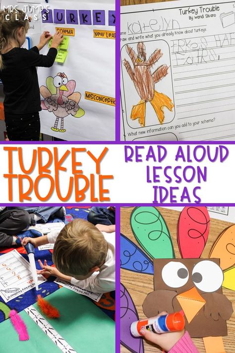 Have fun reading this book in November! Turkey Trouble reading comprehension lesson plans and engaging activities for kindergarten and first grade. #turkeytrouble #readinglessonplans #engagingreaders Grade 1 Thanksgiving Activities, November Social Studies Kindergarten, Thanksgiving Read Alouds And Activities, November Read Alouds First Grade, November Books For Kindergarten, Turkey Writing First Grade, Thanksgiving Lesson Plans For 1st Grade, November Lesson Plans For Kindergarten, Turkey Activities First Grade