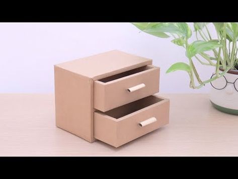 [Cardboard Crafts | DIY] How to make a desktop Drawer from Cardboard #cardboardcrafts #drawer #diy - YouTube How To Make Paper Drawers, Diy Drawer Organizer Cardboard, Cardboard Sliding Drawer Box Template, Laminate Duy Cardboard Storage Tutorial, How To Make Drawers, Drawer Diy, Cardboard Drawers, Cardboard Diy, Desktop Drawers