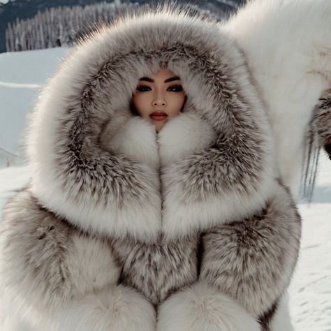 Huge Fur Coat, Coat Fur, Coats Women, Fur Coats Women, White Fur, Silver Fox, Fur Coats, Fur Hood, Fur Fashion