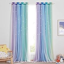 Curtains For Girls Bedroom, Window Coverings Bedroom, Layered Window Treatments, Girls Room Curtains, Nursery Blackout Curtains, Kids Blackout Curtains, Rainbow Curtains, Girls Bedroom Curtains, Princess Decorations