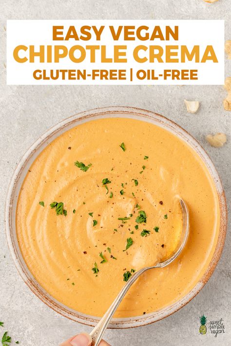 Vegan Chipotle Sauce, Vegan Crema, Healthy Sauce Recipes, Creamy Chipotle Dressing, Vegan Sauce Recipes, Vegan Chipotle, Chipotle Crema, Recipe Photo, Tacos Burritos