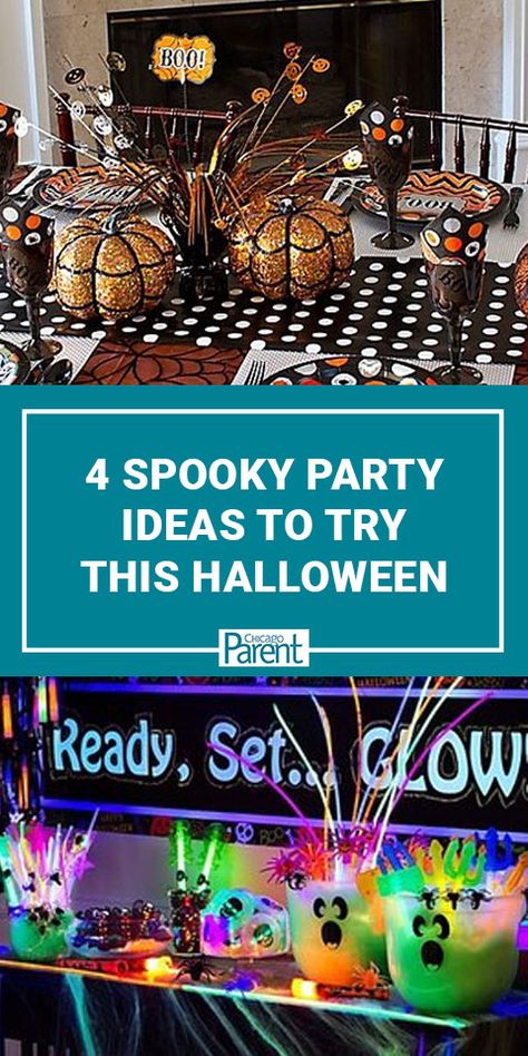 Click through to find more spooky party theme ideas to try this Halloween. Easy Halloween Party Ideas, Spooky Party Ideas, Easy Halloween Party, Kid Friendly Halloween, Chicago Family, Spooky Party, Party Theme Ideas, Halloween Party Ideas, Easy Halloween