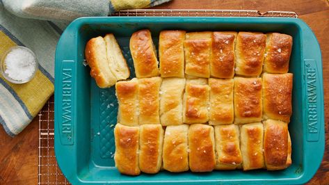 These light and fluffy Parker House Rolls may be more impressive than any other side on the plate. Get the recipe for Parker House Rolls, and find out how to make the perfect yeast rolls for your next gathering. Parker House Rolls Recipe, Parker House Rolls, Chunky Guacamole, Cheese Puff, Puff Pastries, Leftover Dough, Best Thanksgiving Recipes, Baked Rolls, Yeast Rolls