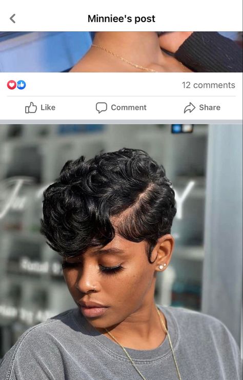 Pixie Cut On Plus Size Women, Soft Fingerwaves Short Hair, Finger Waves Short Hair, Short Weave Hairstyles, Black Women Short Hairstyles, Black Hair Short Cuts, Hype Hair, Short Shaved Hairstyles, Short Hair Images