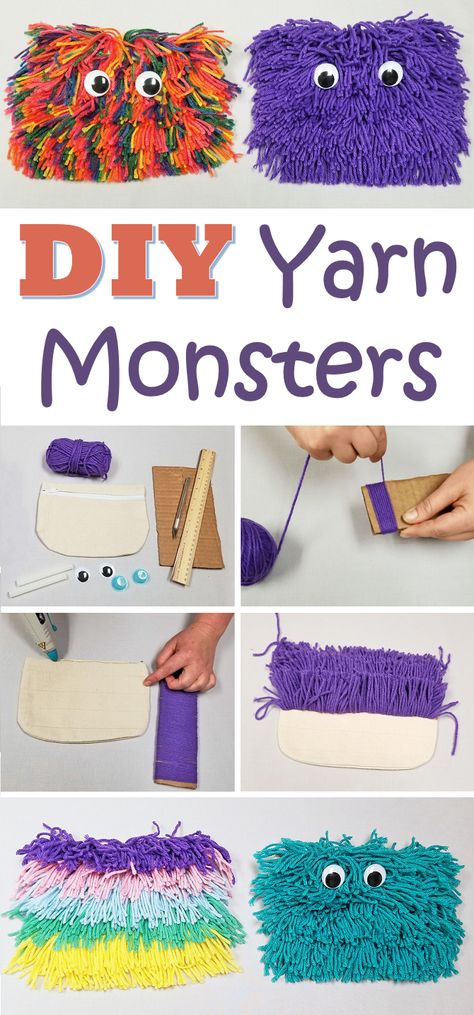 Halloween Craft Projects For Kids, Yarn Art For Kids, Yarn Art Diy, Yarn Monsters, Yarn Art Projects, Color Monster, Yarn Crafts For Kids, Easy Yarn Crafts, Diy Monsters