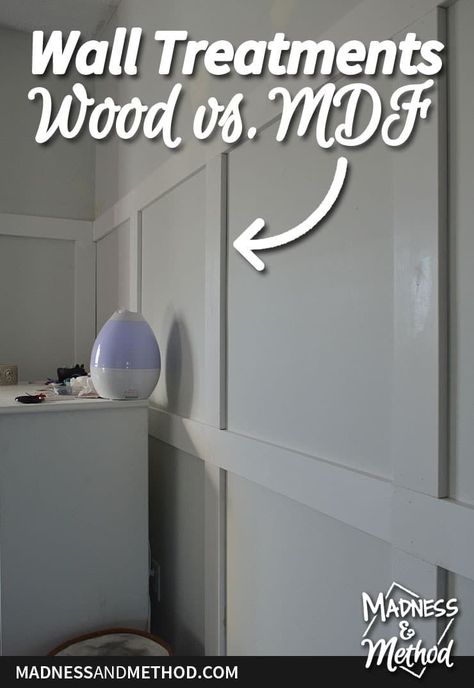 Planning to add board and batten wainscoting? Read about the pros and cons of wall treatments in wood vs. MDF from someone who's done both! Wall Treatments Wood, Add Board And Batten, Board And Batten Wainscoting, Headboard From Old Door, Mdf Wall Panels, Door Headboard, Board And Batten Wall, Window Casing, Headboard Wall