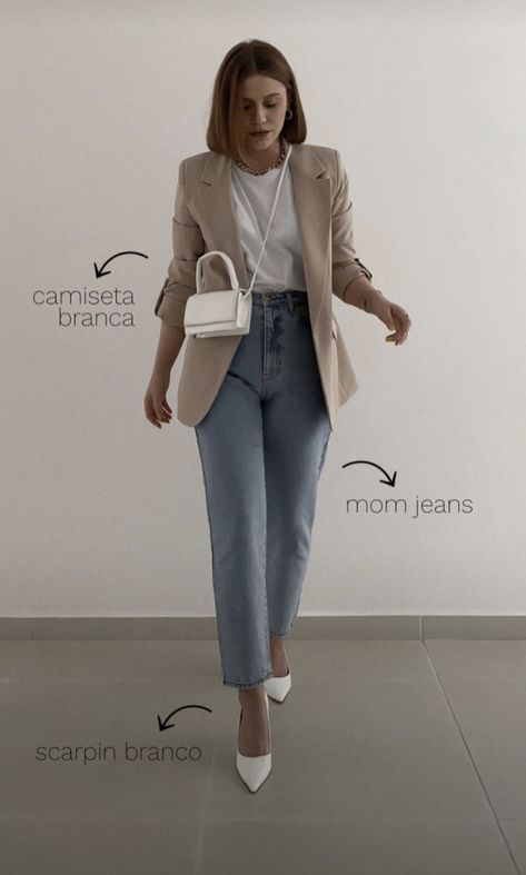 Oversized Blazer Outfits, Beige Blazer Outfit, Semi Formal Mujer, Outfits Con Jeans, Blazer Outfits Casual, Look Jean, Blazer Outfits For Women, Classy Outfits For Women, Classic Style Outfits