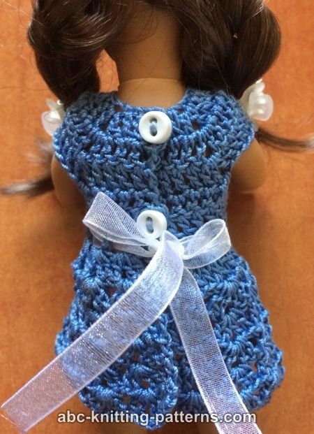 ABC Knitting Patterns - Basic Crochet Sundress for Mini American Girl Doll Doll Dress Crochet Pattern, Bluebell Dress, Crochet Sundress, Doll Dress Crochet, Mini American Girl Dolls, Dress Design Ideas, Dress Crochet Pattern, Crochet Doll Clothes Free Pattern, Crochet Doll Clothes Patterns