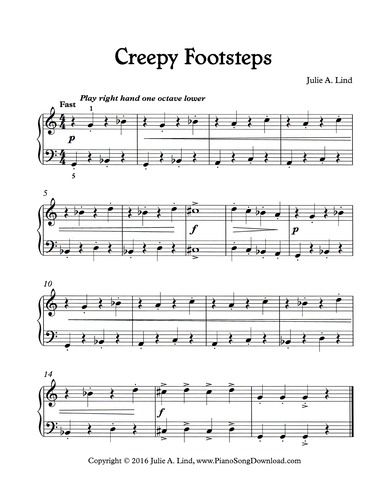 Creepy Footsteps, a fun Halloween piano solo for beginning piano lessons. Halloween Piano, Halloween Music Lessons, Beginning Piano, Keyboard Lessons, Free Piano Sheets, Piano Classes, Hymn Sheet Music, Online Piano Lessons, Blues Piano