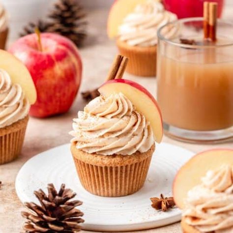 Apple Cider Cupcakes - Barley & Sage Apple Cider Cupcake, Broken Glass Cupcakes, Glass Cupcakes, Apple Cider Cupcakes, Rv Food, Brown Butter Cream Cheese Frosting, Cake Flour Substitute, Cinnamon Cupcakes, Brown Butter Frosting