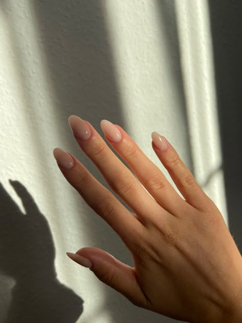 Nice Natural Nails Aesthetic, Almond Girl Aesthetic, Long Natural Nails Aesthetic, Korean Wedding Nails, Clean Almond Nails, Oval Almond Nails, Picasso Nails, Long Almond Nails, Sheer Nails