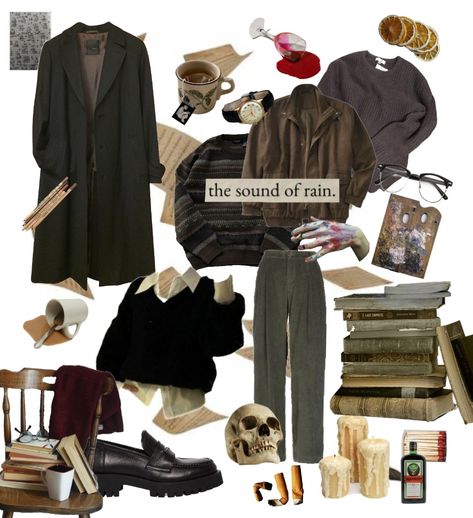 Secret History Outfits, The Secret History Outfit, Rain Fall Aesthetic, Academia Lookbook, Dark Academia Lookbook, History Outfit, Autumn Closet, The Secret History Aesthetic, Winchester Brother