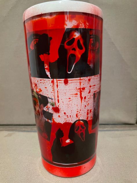 Custom scream blood drip tumbler Scream Tumbler, Drip Tumbler, Blood Drip, Blood Splatter, Resin Projects, Pint Glass, Epoxy Resin, Scream, Beer Glasses