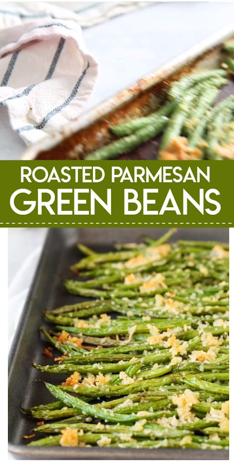 Roasted Parmesan Green Beans, Green Vegetable Recipes, Parmesan Green Beans, Resep Diet, Fresh Green Beans, Green Bean Recipes, Panko Bread Crumbs, Veggie Side Dishes, Idee Pasto Sano