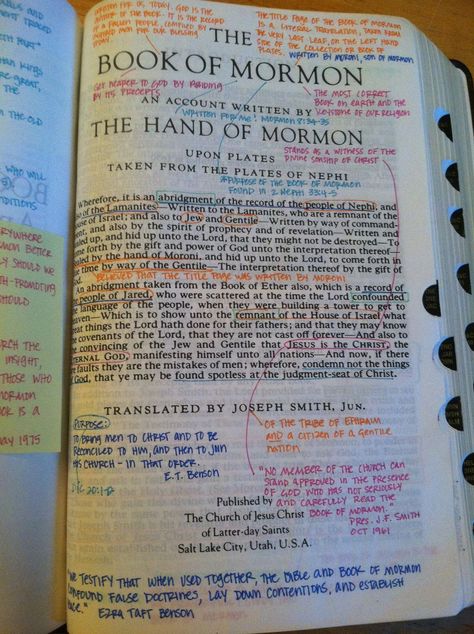 Things to write on the title pg of my Book of Mormon Lds Study Ideas, Book Of Mormon Marking Guide, Book Of Mormon Introduction, How To Read The Book Of Mormon, How To Mark Scriptures Lds, Book Of Mormon Title Page Journaling, Book Of Mormon Introduction Page, Marking Scriptures Lds Ideas, Book Of Mormon Highlighting Key