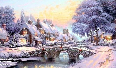 Thomas Kinkade Art, Thomas Kinkade Paintings, Thomas Kincaid, Thomas Kinkade Christmas, Kinkade Paintings, Christmas Scenery, Cross Stitch Landscape, Winter Szenen, Art Paintings For Sale