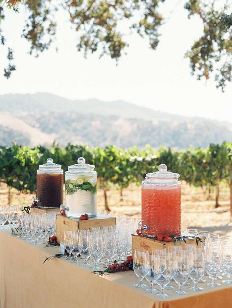 Wedding Drink Table, Afternoon Wedding, Santa Ynez, Welcome Drink, Wedding Drink, Brunch Wedding, Martha Stewart Weddings, Drink Table, Welcome To The Party