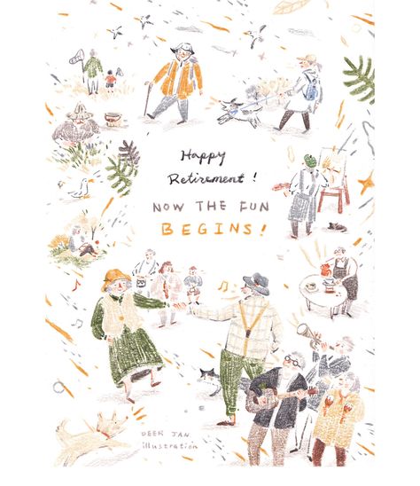 Retirement Illustration Art, Retirement Illustration, Retirement Party Invites, Retirement Activities, Pencil Creative, Retirement Party Invitations, Retirement Celebration, Party Invite Design, Happy Retirement