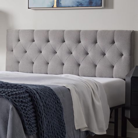 PRICES MAY VARY. STYLISH MODERN DESIGN - With elegant diamond tufting, a linen-inspired fabric finish, and thick padding, this upholstered headboard brings a comfortable feel and modern refinement to any bedroom ADJUSTABLE HEIGHT COMPATIBLE WITH MOST BED FRAMES - This versatile headboard can adjust in two-inch increments from 34 to 46 inches. Plus, includes wall mounts for a floating headboard and universal compatibility easily complete any space HARDWARE INCLUDED FOR EASY ASSEMBLY - Everything Gray Fabric Headboard, Floating Headboard, Tufted Upholstered Headboard, Metal Grid, Cushion Headboard, Fabric Headboard, Queen Size Bed Frames, Perfect Bedroom, Support Mural