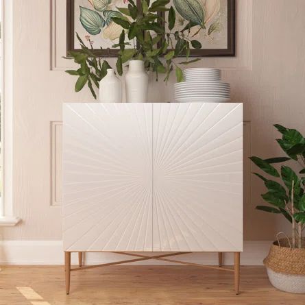 Mercer41 2 Door Vintage Accent Cabinet | Wayfair Modern White Sideboard, Modern Sideboard Buffet, Utility Storage Cabinet, Dorm Stuff, Freestanding Storage Cabinet, Ornamental Design, Modern Storage Cabinet, Cabinet Wood, Sideboard Storage Cabinet