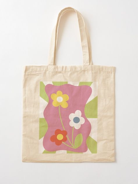 Danish Pastel Flower Power Tote Bag totebag bright daisies trippy psychedelic green pink yellow red totes y2k 70’s 1970 Painted Tote Bag Aesthetic, Totebag Lukis, Homemade Tote Bags, Tote Bag Flower Design, Designs For Tote Bags, Tote Bags Painting, Canvas Bag Painting Ideas, Totebag Painting Ideas, Tote Bag Art Design