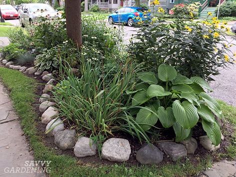 Landscape Borders: Eye-Catching Ideas to Separate Your Garden Areas Rock Border Garden, Easy Landscaping Ideas, Garden Edger, Border Garden, Landscaping Rock, Rock Border, Garden Rock Border, Landscaping Around Trees, Tree Borders