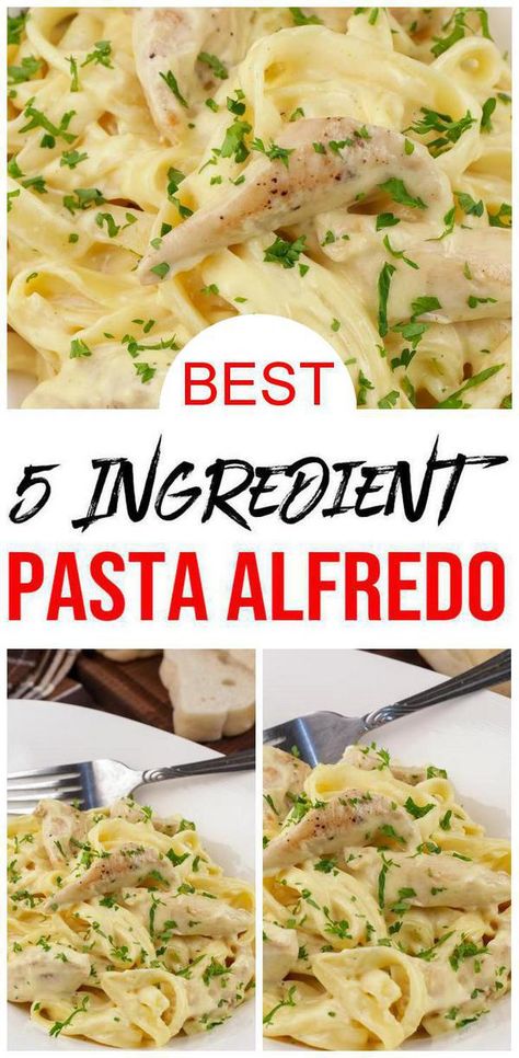 5 Ingredient Pasta, Fetuccini Alfredo, One Pan Dinners, Simple Chicken Alfredo Recipe, Chicken Lombardy Recipes, Alfredo Chicken, Lunch Easy, Chicken Fettuccine Alfredo, Pasta Recipes Alfredo