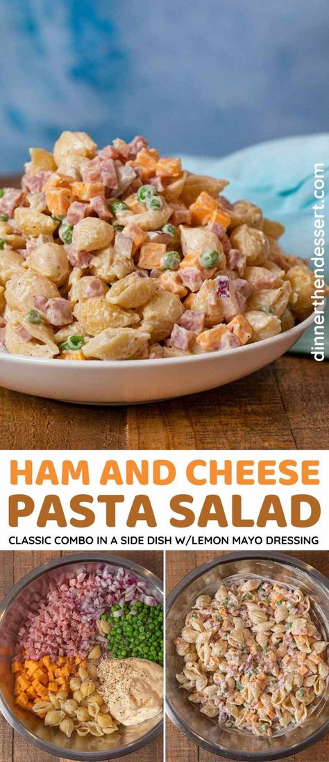 Ham And Cheese Pasta Salad, Cheese Pasta Salad, Ham Pasta Salad, Bbq Pasta Salad, Ham And Cheese Pasta, Bbq Pasta, Salad Shooter, Ham Salad Recipes, Ham Pasta