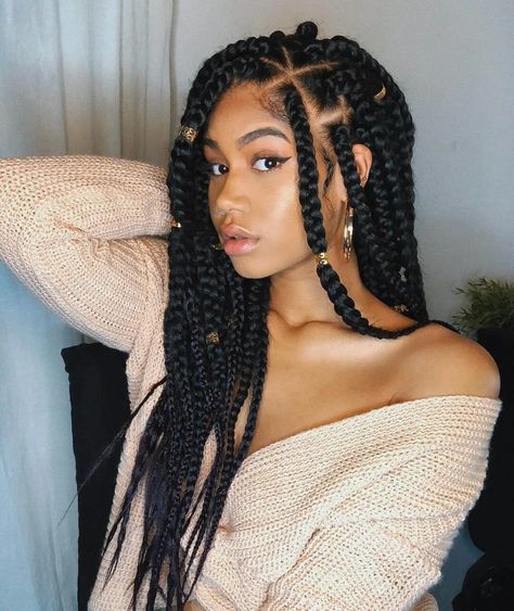 Box Braids Sizes, Hairstyle Latest, Bantu Knot, Short Box Braids, Jumbo Box Braids, Fesyen Rambut, Goddess Braids Hairstyles, Braids Styles, African Hair Braiding Styles