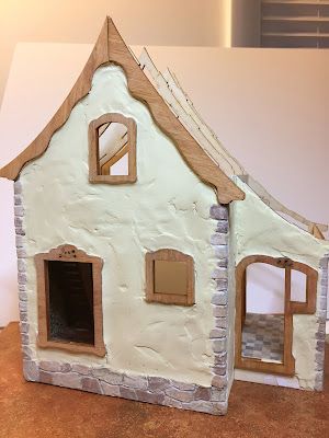 Stucco Facade, Miniature Construction, Stucco Texture, Dollhouse Miniature Tutorials, Red Cottage, Stucco Walls, Fairy Decor, Wall Exterior, Old Cottage