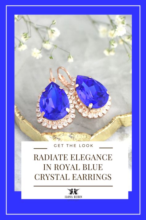 Bridesmaids Blue, Royal Earrings, Royal Blue Earrings, Blue Bridal Earrings, Blue Crystal Earrings, Crystal Bridal Earrings, Blue Bridesmaids, Swarovski Earrings, Crystal Drop Earrings