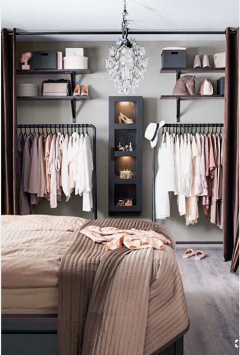 Teenage Room Decor, Closet Bed, Tiny Bedrooms, Open Closet, Closet Room, Closet Ideas, Closet Space, Closet Designs, Closet Bedroom